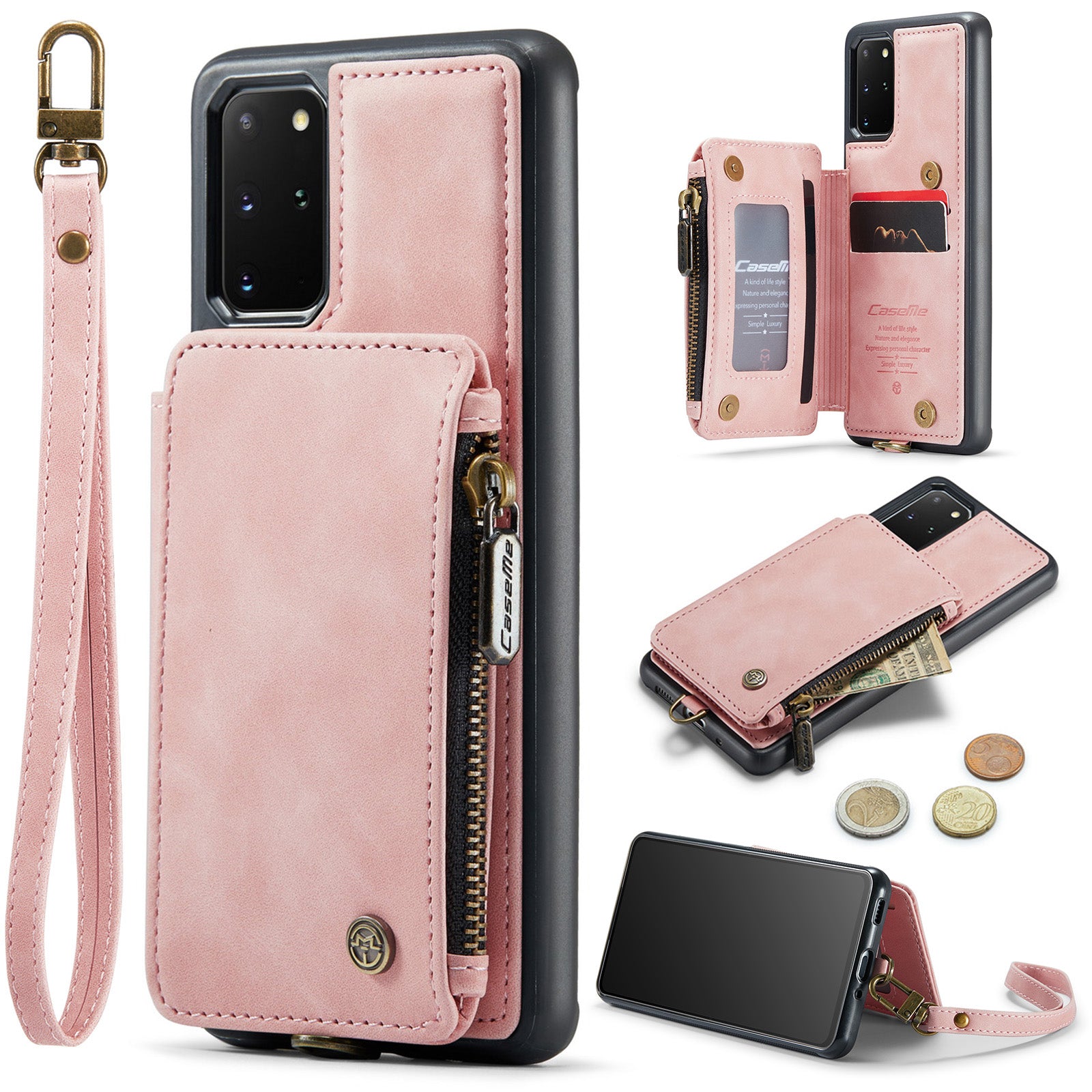CASEME C20 Series for Samsung Galaxy S20 Plus 5G 4G RFID Blocking PU Leather Coated TPU Cover Wallet Kickstand Zipper Pocket Phone Case CASEME C20 Series for Samsung Galaxy S20 Plus 5G 4G RFID Blocking PU Leather Coated TPU Cover Wallet Kickstand Zipper Pocket Phone Case